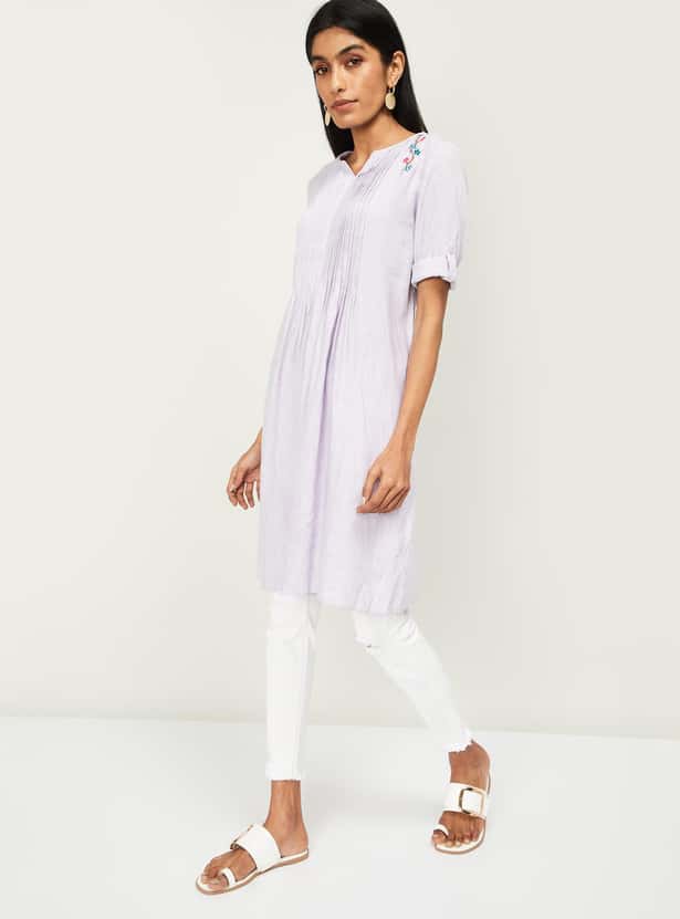 ALLEN SOLLY Women Solid Three-quarter Sleeves Tunic