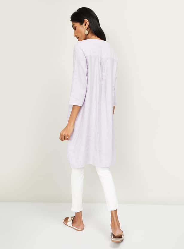 ALLEN SOLLY Women Solid Three-quarter Sleeves Tunic
