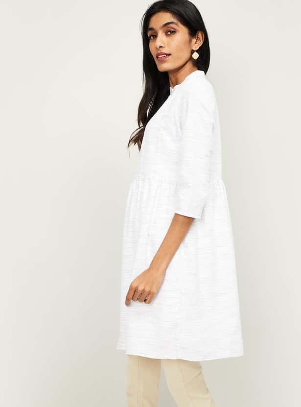 ALLEN SOLLY Women Floral Embroidery Flared Tunic