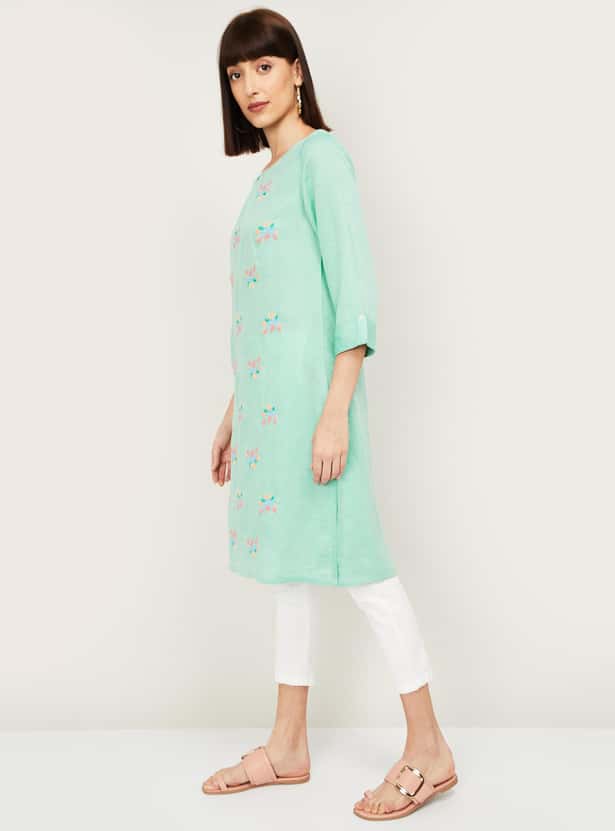 MELANGE Women Embroidered Three-quarter Sleeves Kurta