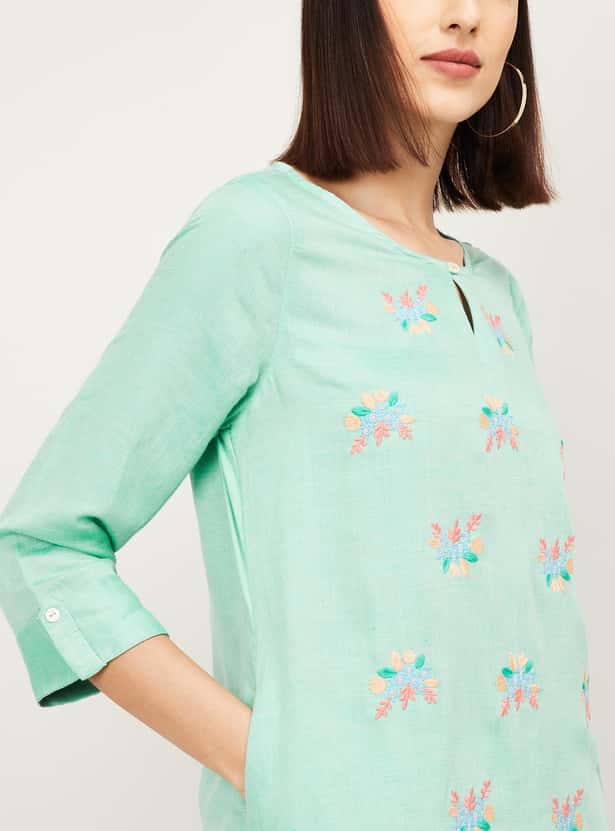 MELANGE Women Embroidered Three-quarter Sleeves Kurta