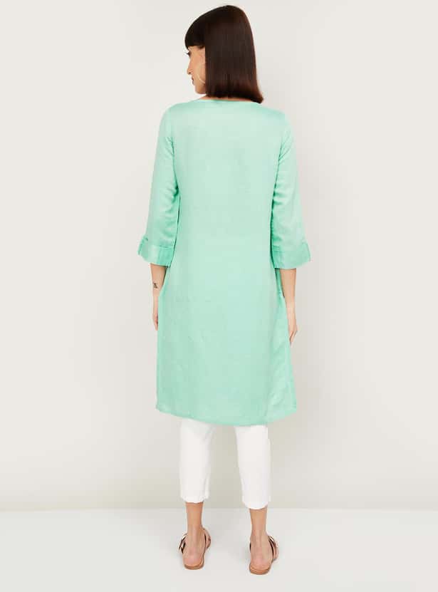MELANGE Women Embroidered Three-quarter Sleeves Kurta