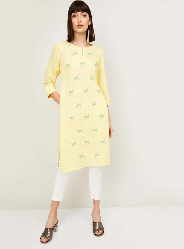 MELANGE Women Embroidered Three-quarter Sleeves Kurta