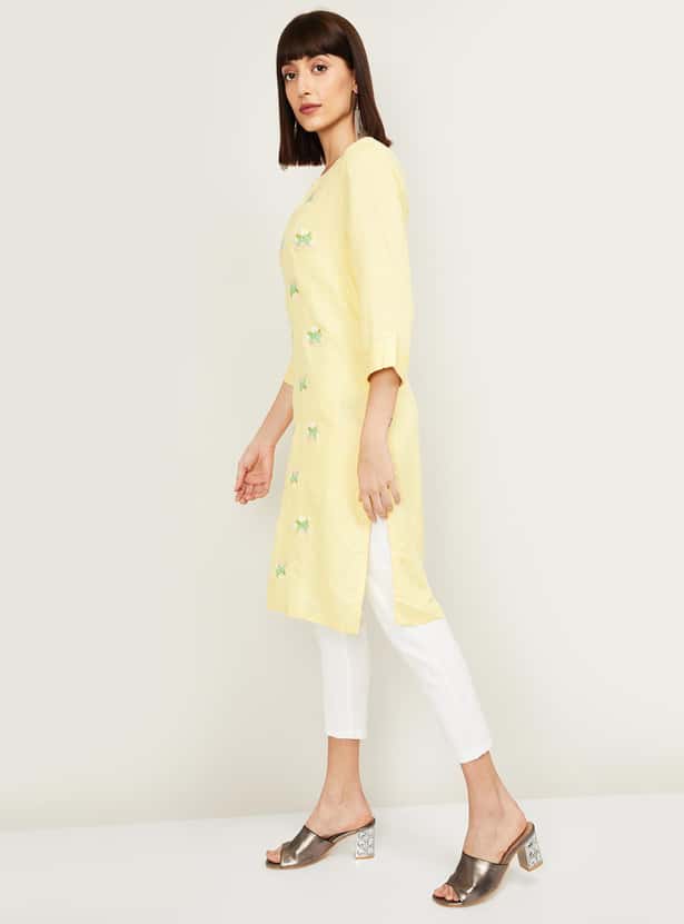 MELANGE Women Embroidered Three-quarter Sleeves Kurta