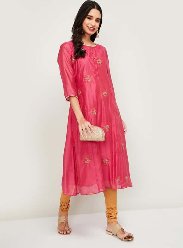 MELANGE Women Embroidered A-line Kurta