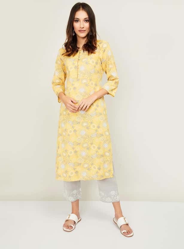 MELANGE Women Floral Print Straight Kurta