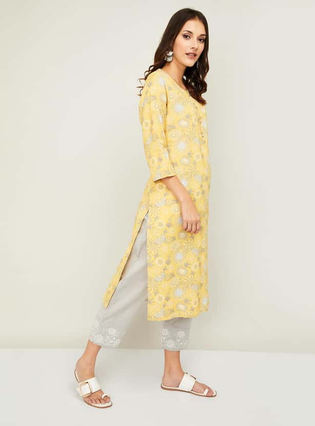 MELANGE Women Floral Print Straight Kurta