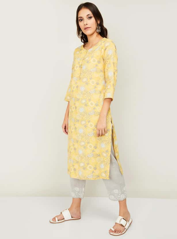 MELANGE Women Floral Print Straight Kurta