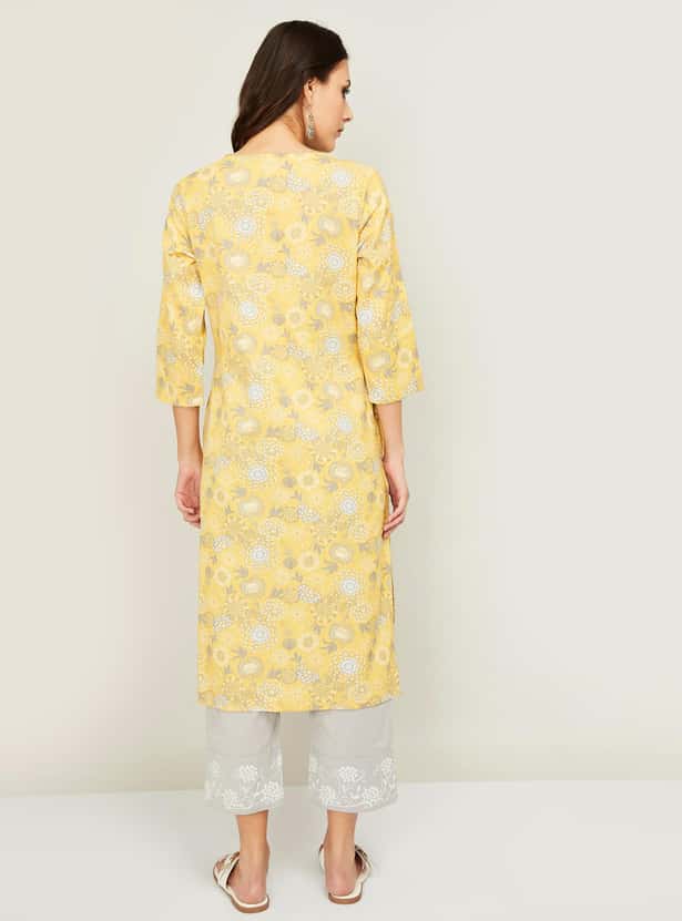 MELANGE Women Floral Print Straight Kurta
