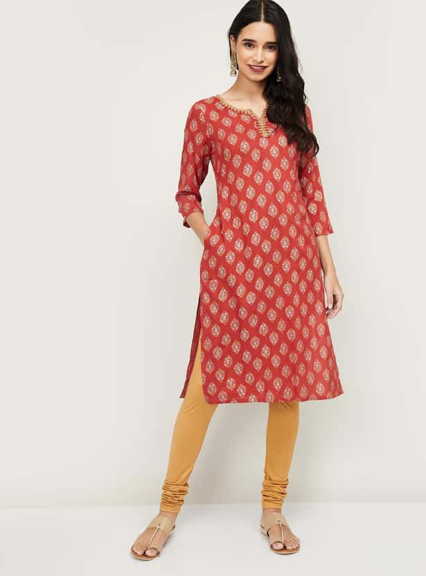 MELANGE Women Printed Straight Kurta