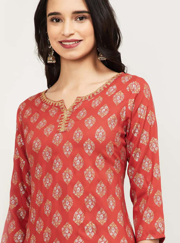 MELANGE Women Printed Straight Kurta
