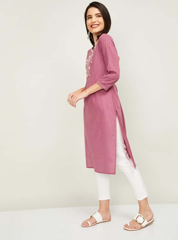 MELANGE Women Embroidered Straight Kurta