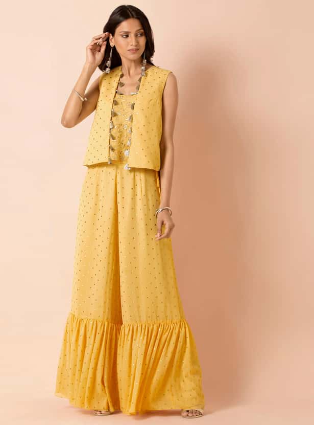 INDYA Women Embellished Open-Front Tasseled Shrug