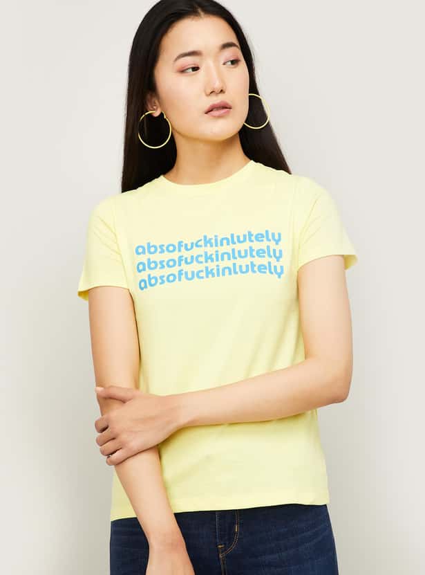 ONLY Women Typographic Print Short Sleeves T-shirt