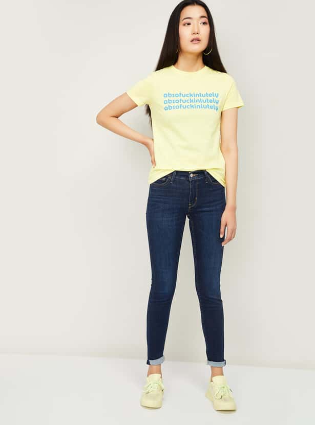 ONLY Women Typographic Print Short Sleeves T-shirt