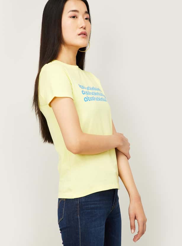 ONLY Women Typographic Print Short Sleeves T-shirt