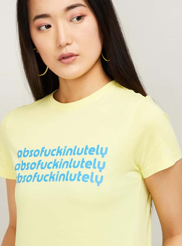 ONLY Women Typographic Print Short Sleeves T-shirt