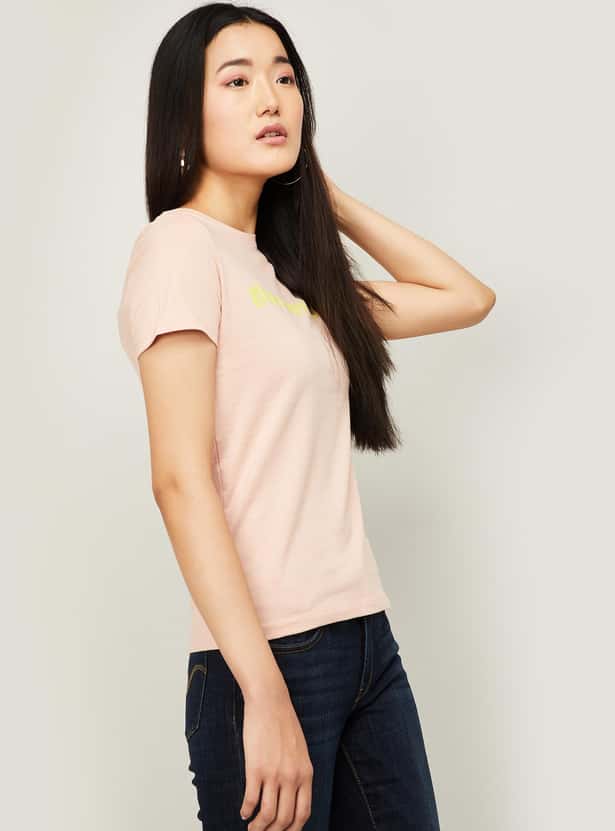ONLY Women Typographic Print Short Sleeves T-shirt