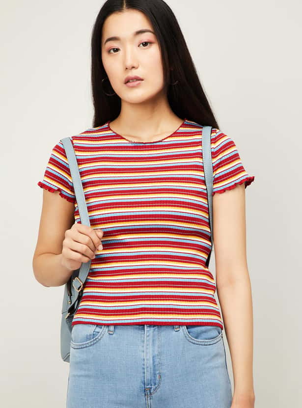 ONLY Women Striped Short Sleeves T-shirt