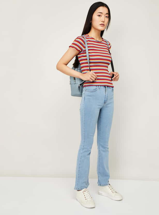 ONLY Women Striped Short Sleeves T-shirt