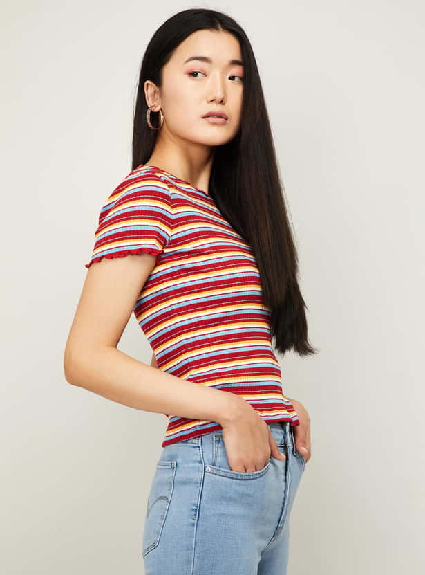 ONLY Women Striped Short Sleeves T-shirt