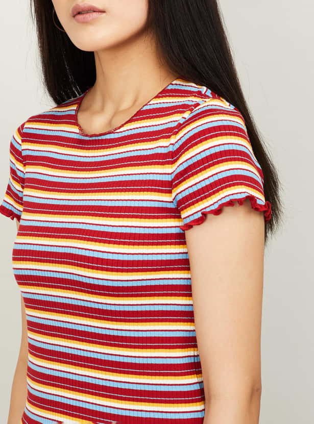 ONLY Women Striped Short Sleeves T-shirt