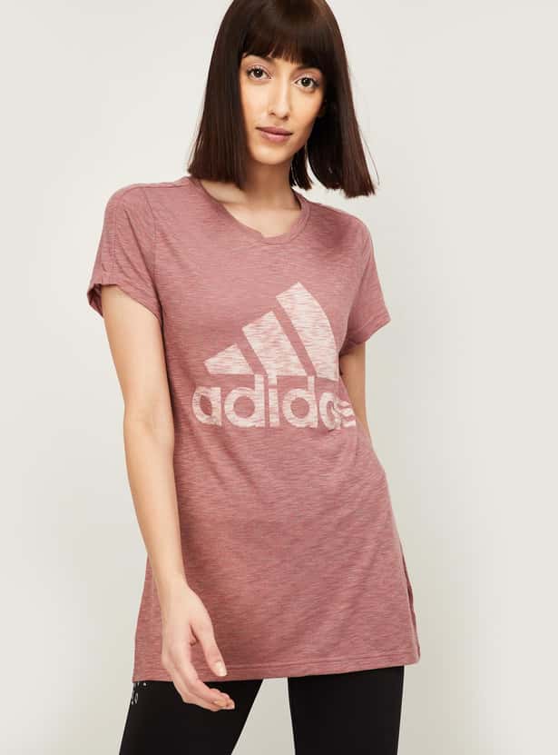 ADIDAS Women Typographic Print Short Sleeves T-shirt