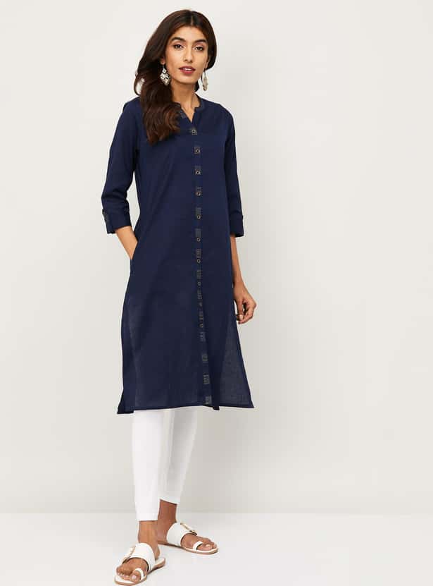 MELANGE Women Solid Straight Kurta