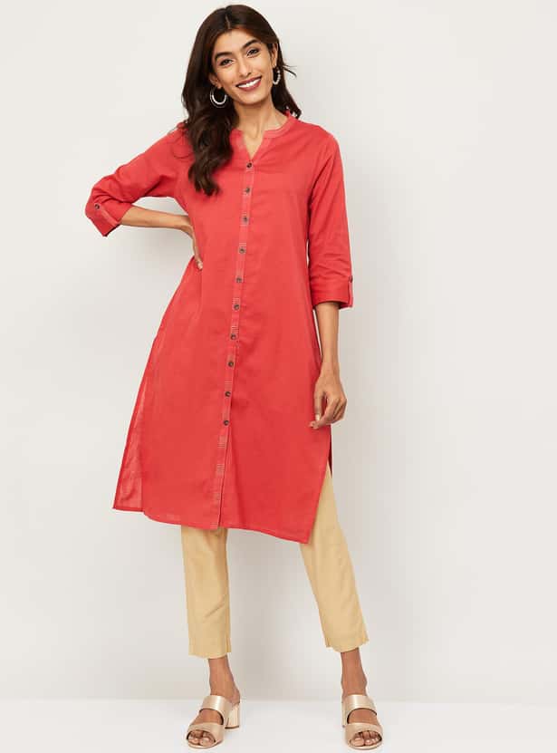 MELANGE Women Solid Straight Kurta