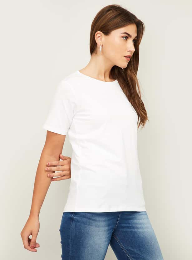 VAN HEUSEN Women Solid Short Sleeves T-shirt
