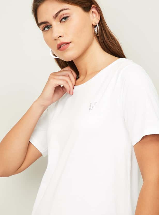 VAN HEUSEN Women Solid Short Sleeves T-shirt