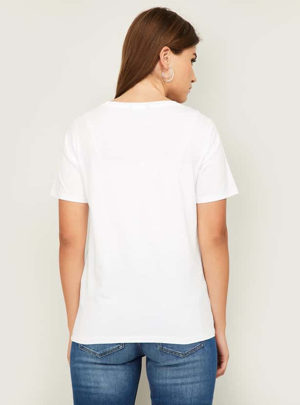 VAN HEUSEN Women Solid Short Sleeves T-shirt
