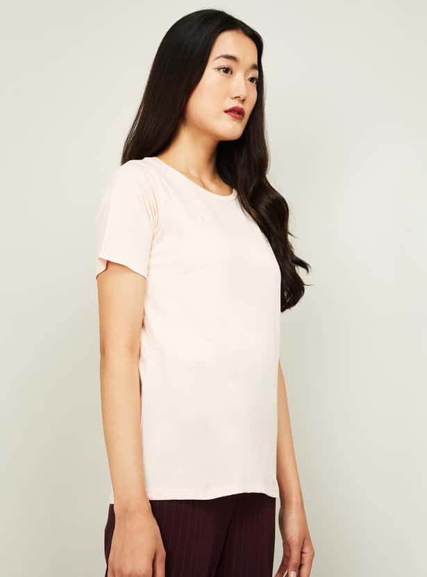 VAN HEUSEN Women Solid Short Sleeves T-shirt