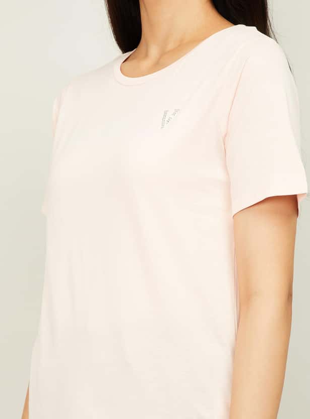 VAN HEUSEN Women Solid Short Sleeves T-shirt
