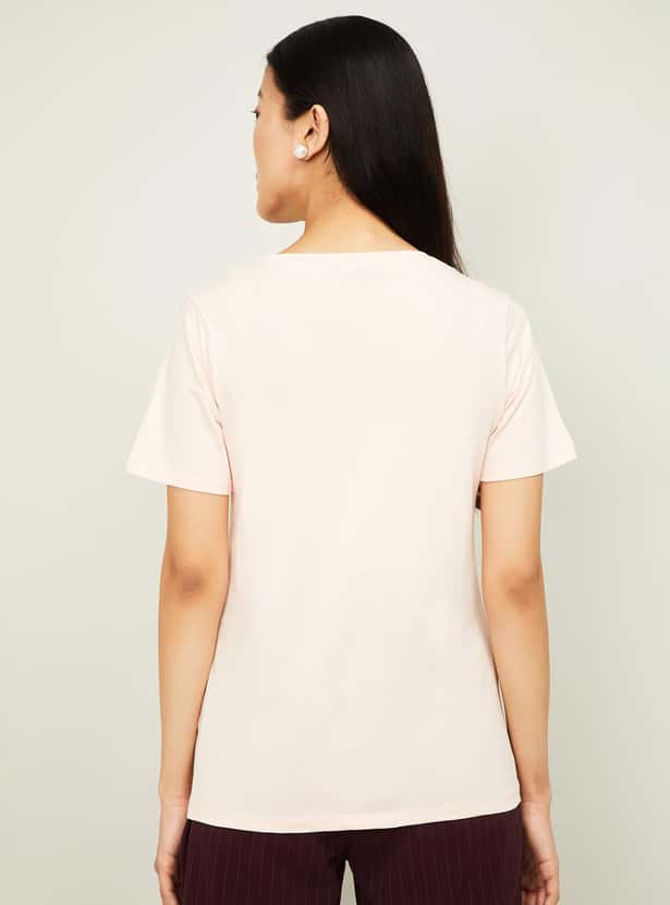 VAN HEUSEN Women Solid Short Sleeves T-shirt