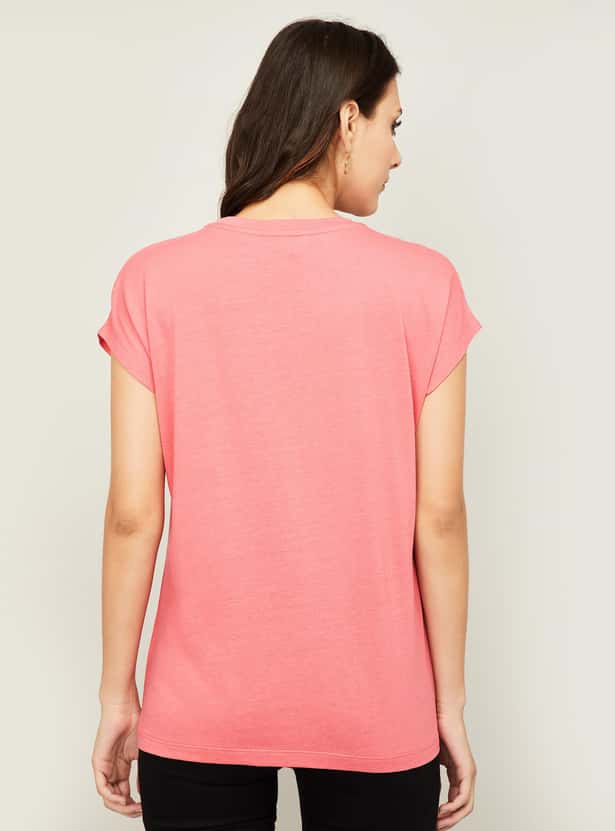 VERO MODA Women Typographic Print Round Neck T-shirt