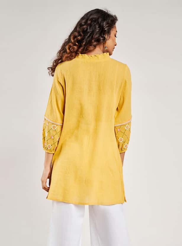 GLOBAL DESI Women Printed Tunic With Tassel Tie-Up