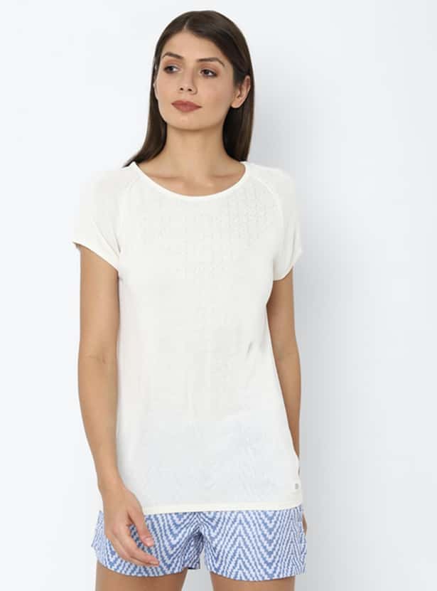 ALLEN SOLLY Women Embroidered Top