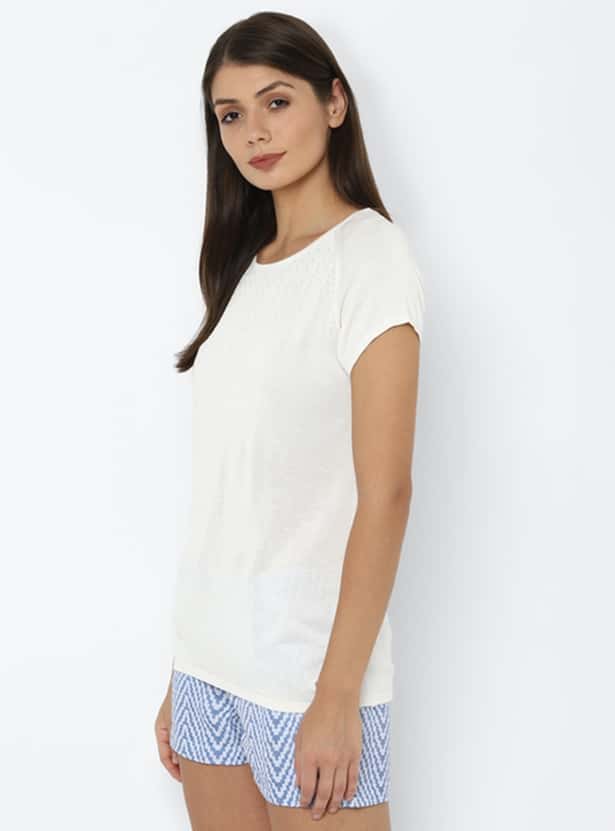 ALLEN SOLLY Women Embroidered Top