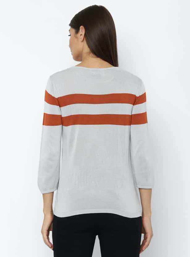 ALLEN SOLLY Women Striped Knitted T-shirt