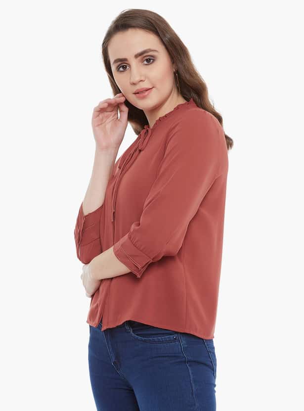 MADAME Women Solid Three-quarter Sleeves Top