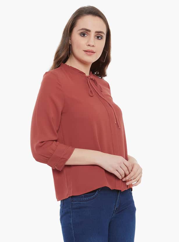 MADAME Women Solid Three-quarter Sleeves Top