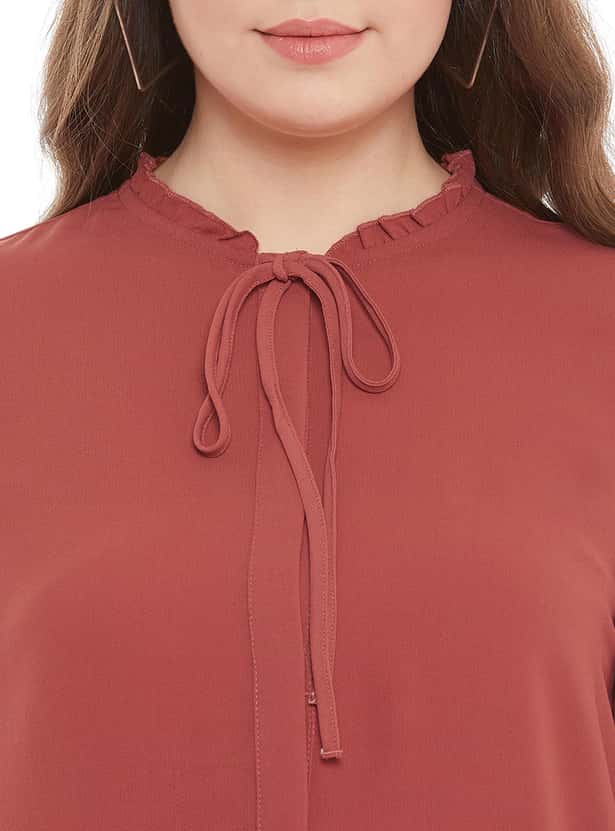 MADAME Women Solid Three-quarter Sleeves Top