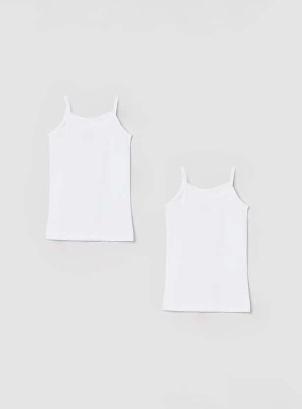 MAX Girls Solid Knitted Camisole - Set Of 2