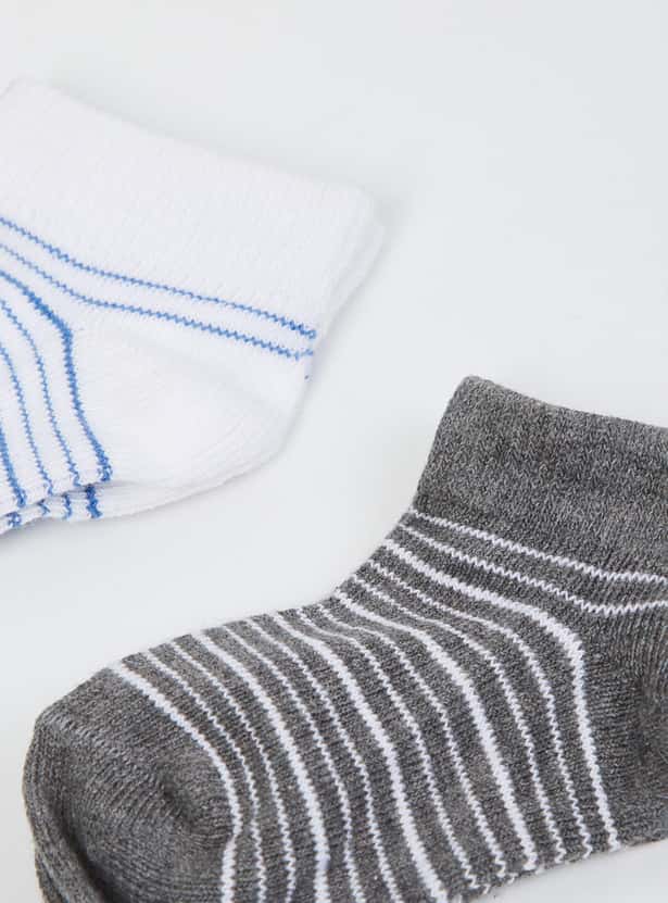 MAX Boys Striped Ankle-Length Socks - Set of 3