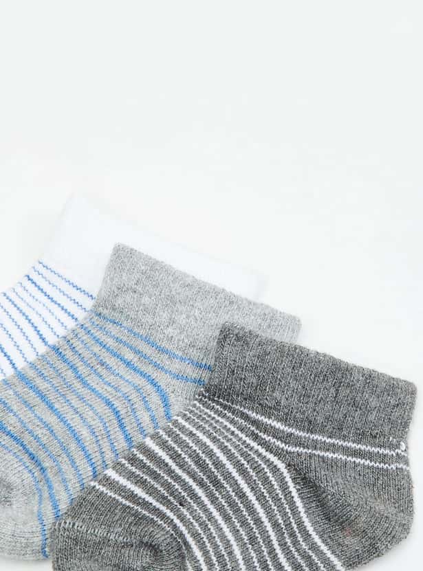 MAX Boys Patterned Ankle-Length Socks - Set of 3- 0-6 M