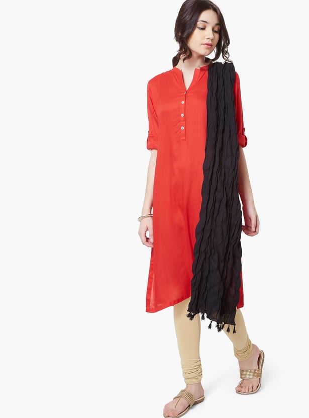 MELANGE Solid Scrunched Dupatta