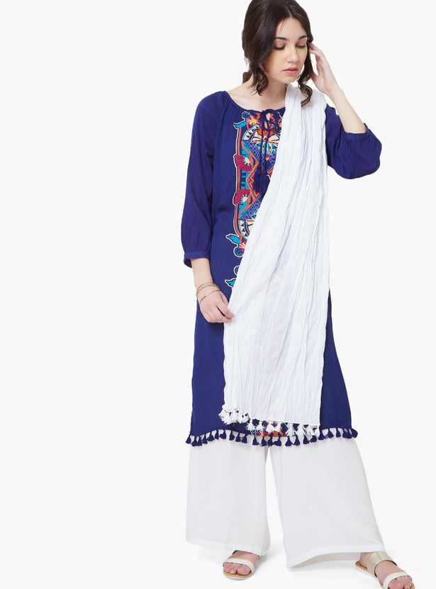MELANGE Solid Scrunched Dupatta