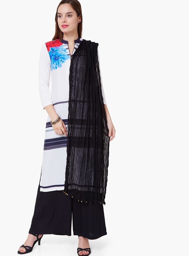 MELANGE Solid Scrunched Dupatta