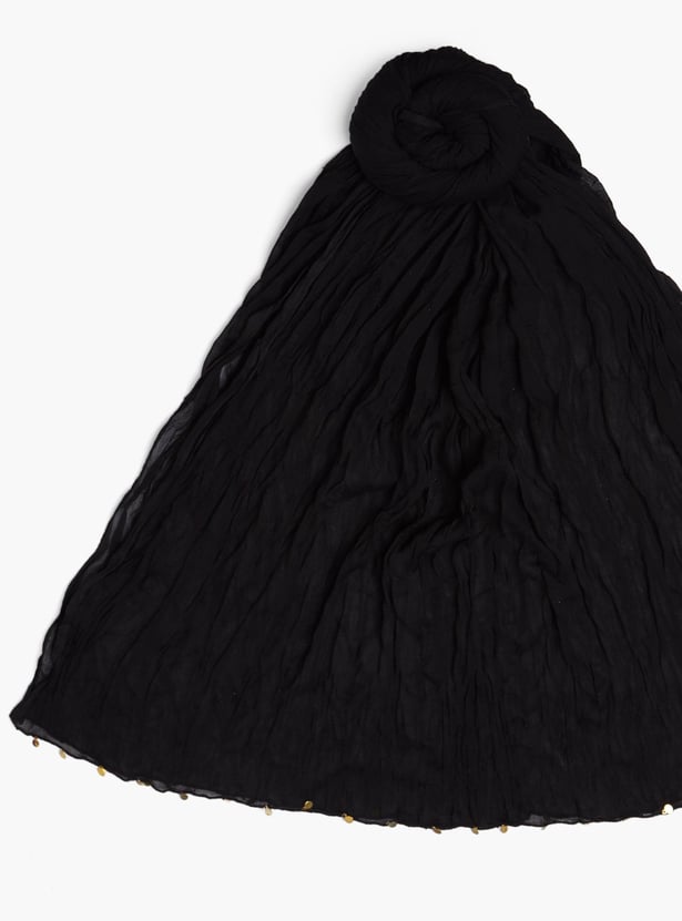 MELANGE Solid Scrunched Dupatta